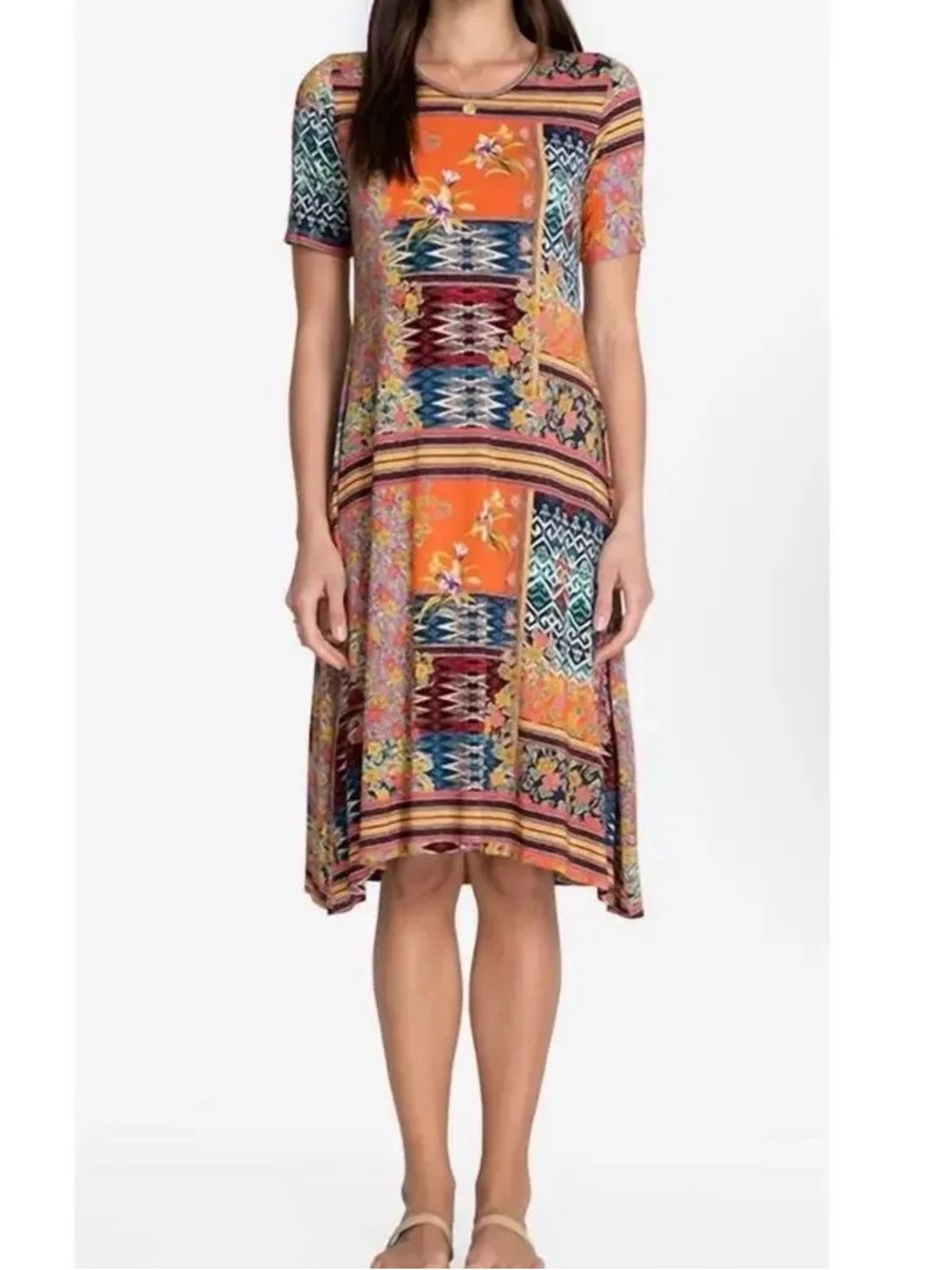 Johnny Was Allie Flower Mixed Print Swing Dress